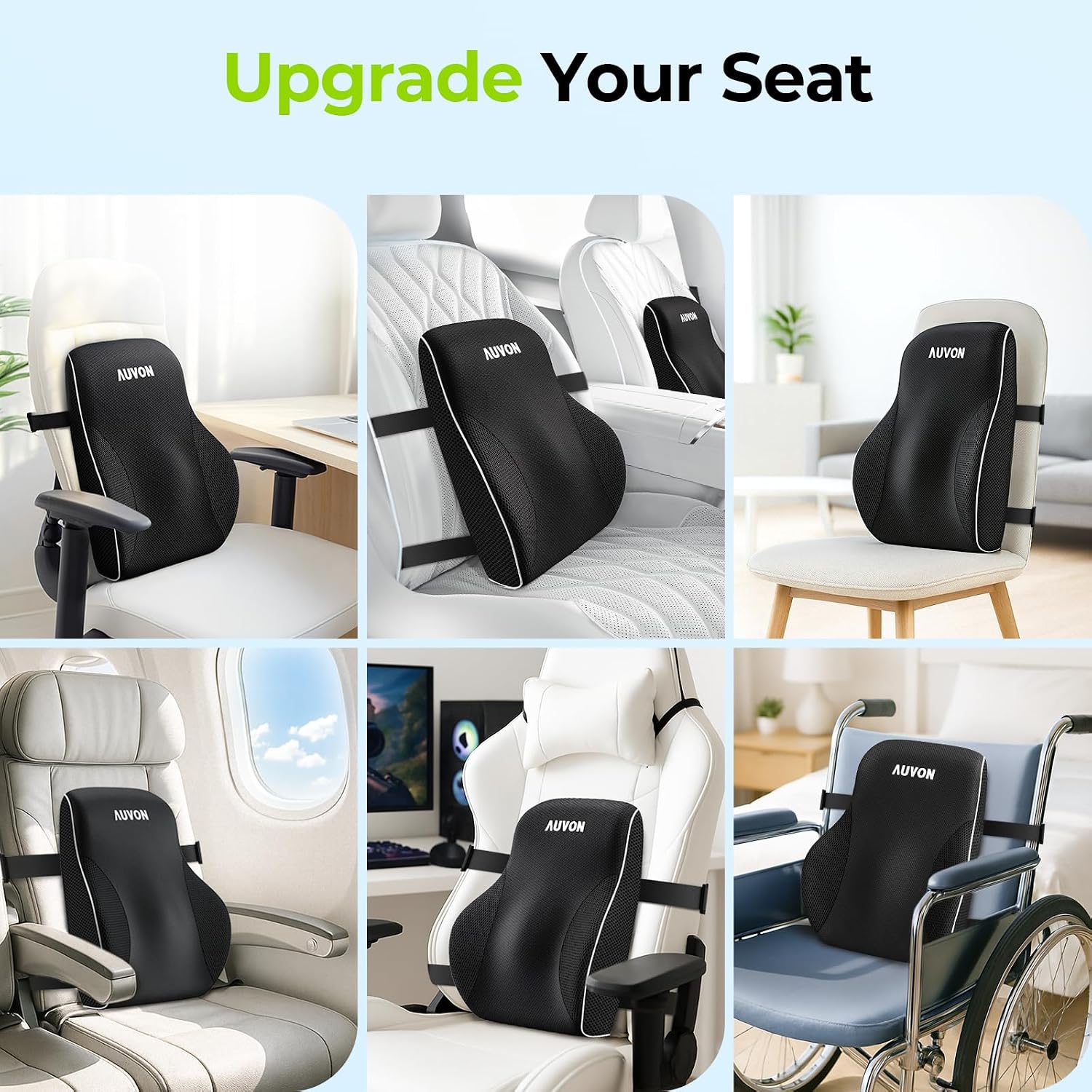 Auvon Lumbar Support Pillow for Office Chair with Patented Bulge for Lower Back Support, Ergonomic Office Home Essentials Improve Posture,…