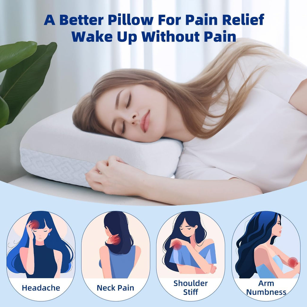 Lofe Adjustable Memory Foam Pillow - 4 Height from 1.2 to 4.8in, Cervical Pillow for Neck, CertiPUR-US Neck Support Pillow for Side Sleepe…