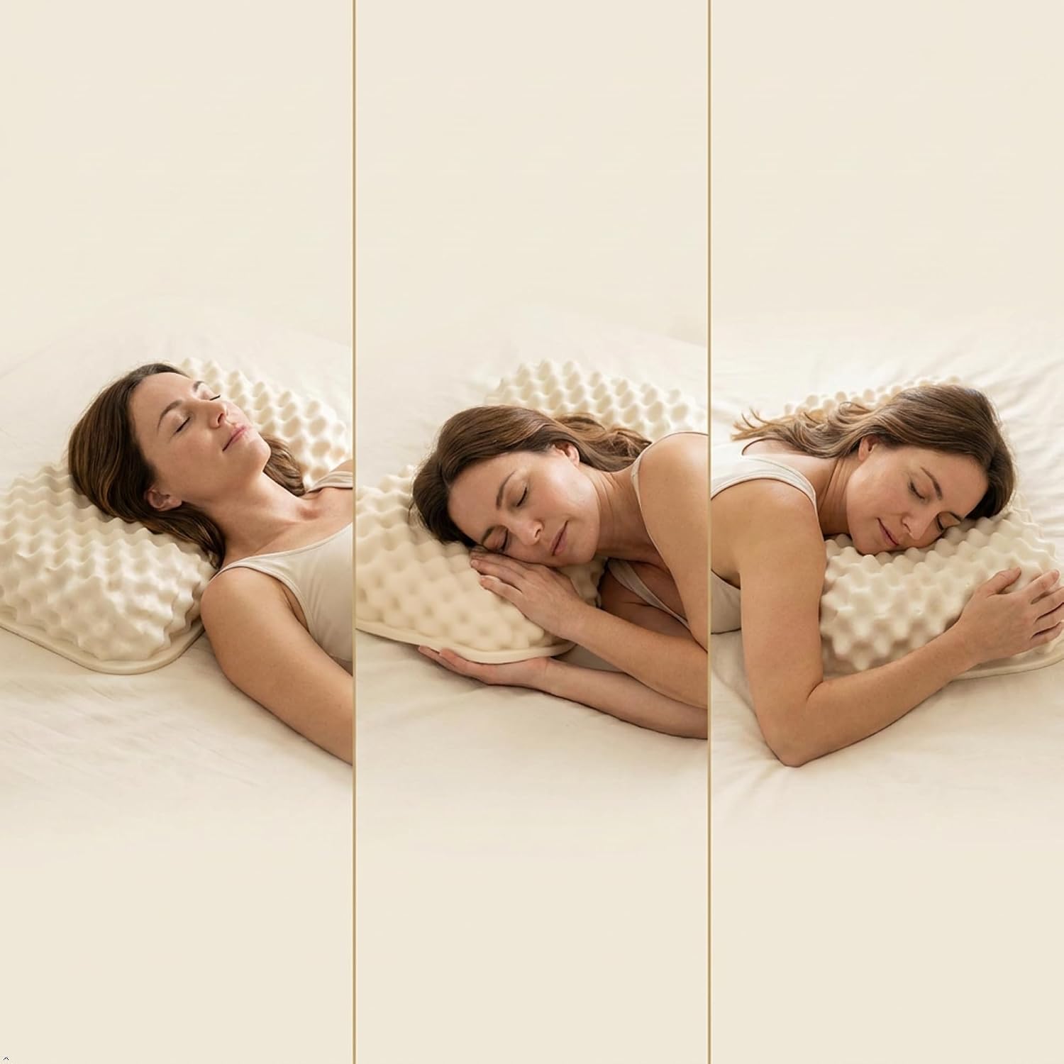 Velisse — Natural Latex Pillow for Stomach Back Side Sleepers, Peanut Shape for All Position Sleeping, Wave-Ridge Surface, Single-Height…