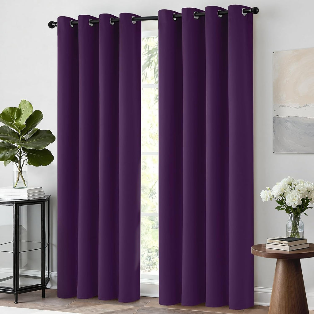 Yakamok Grommet Room Darkening Soft Thermal Insulated Blackout Curtains Window Panels for Bedroom, Width 52 Inch by Length 63 Inch…