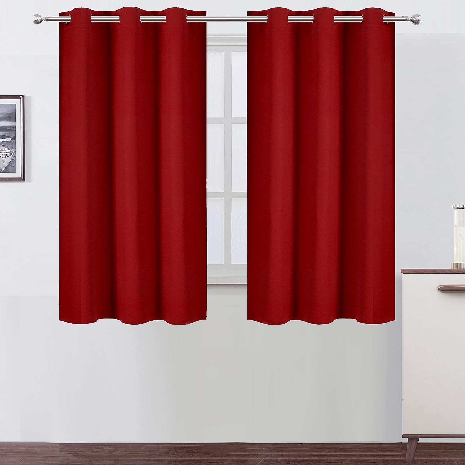Lemomo Red Blackout Curtains 34 x 54 Inch Length/Set of 2 Curtain Panels/Thermal Insulated Room Darkening Blackout Curtains for Bedroom 54…
