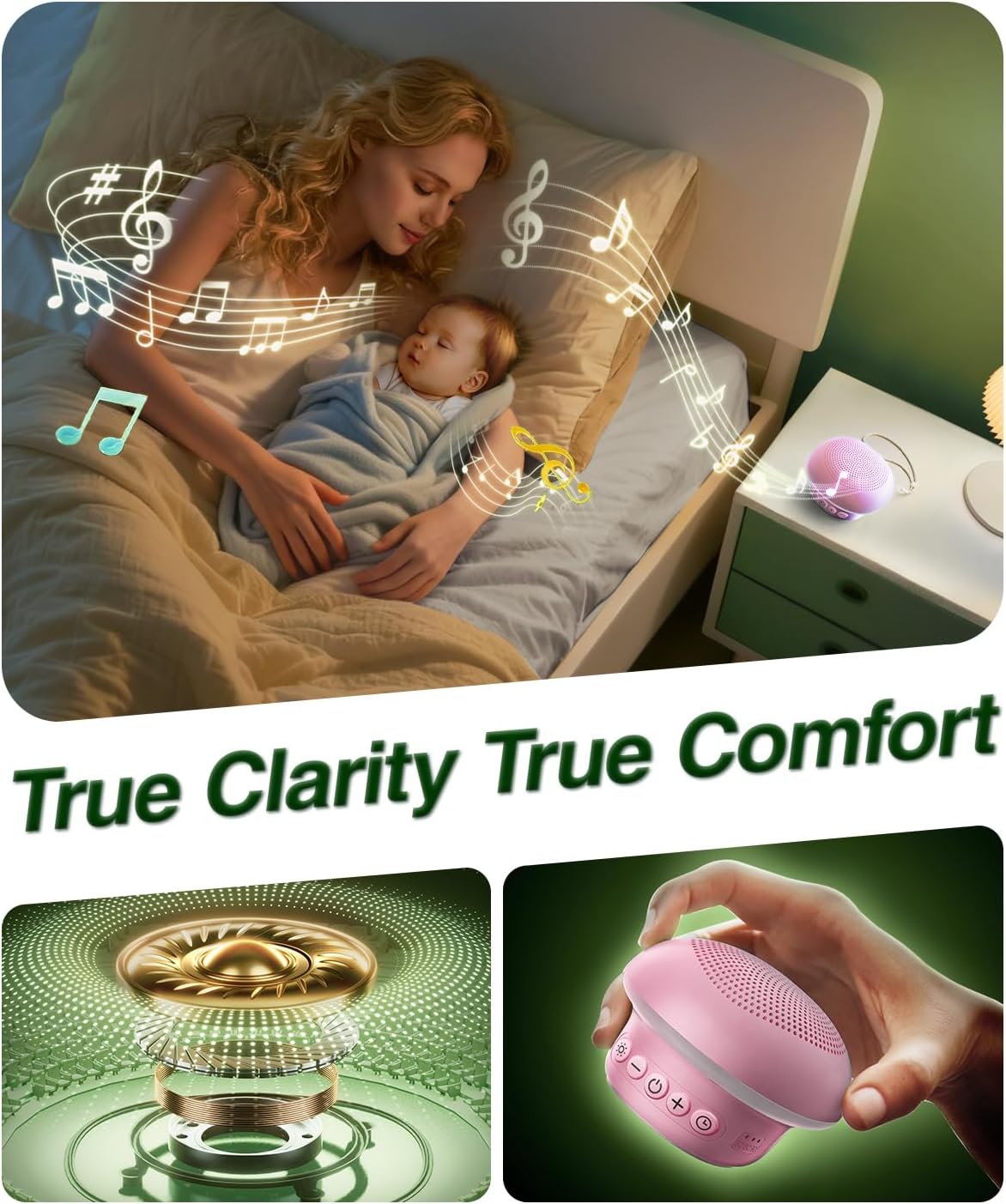Portable White Noise Sound Machine for Baby Adults, 20 Soothing Sound & 30-Level Volume, 48H Runtime with 30/60/90min Timer, Memory…