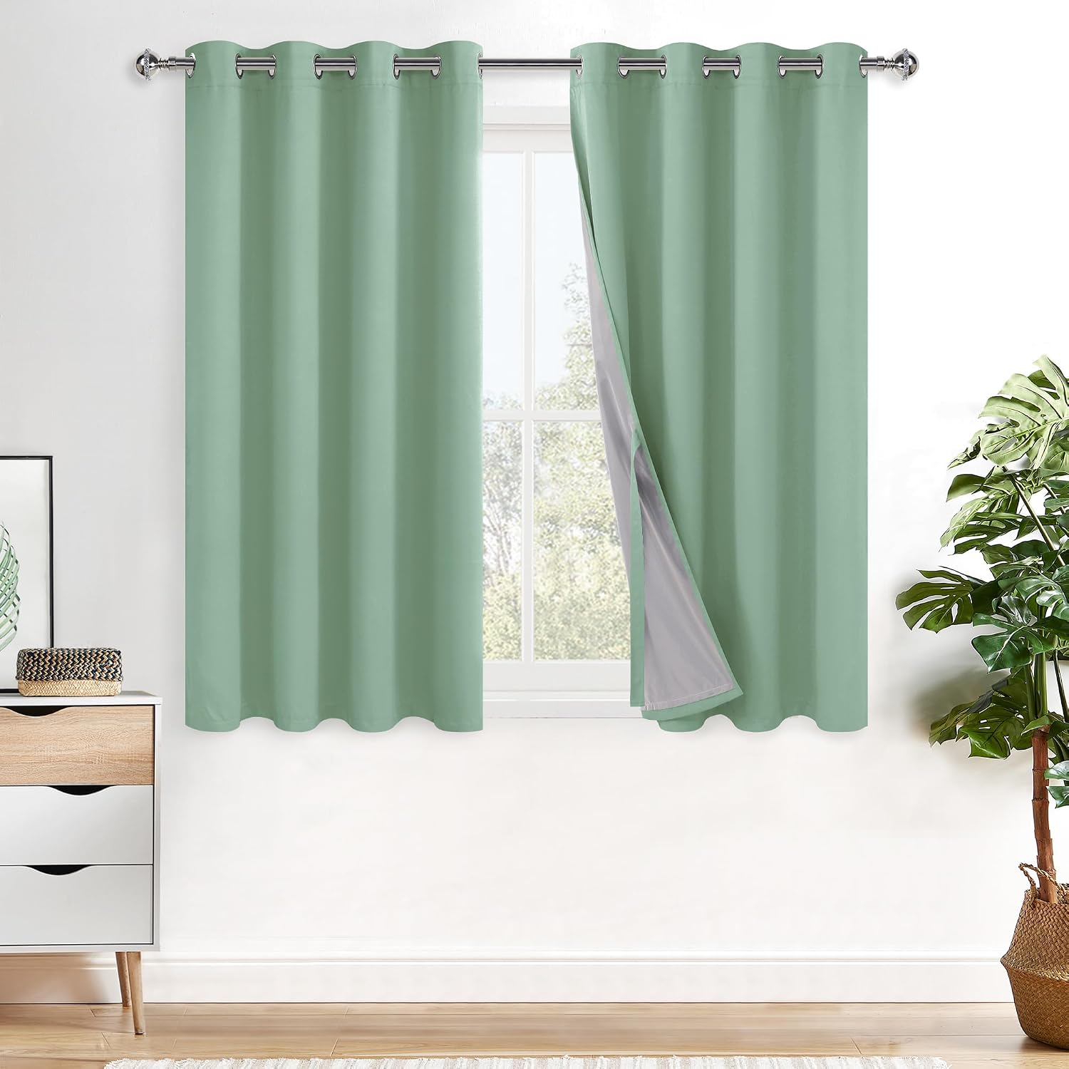 Xwzo 100% Blackout Curtain Panels with Tiebacks- Heat and Full Light Blocking, Thermal Insulated Window Draperies with Grommets for Bedroom…