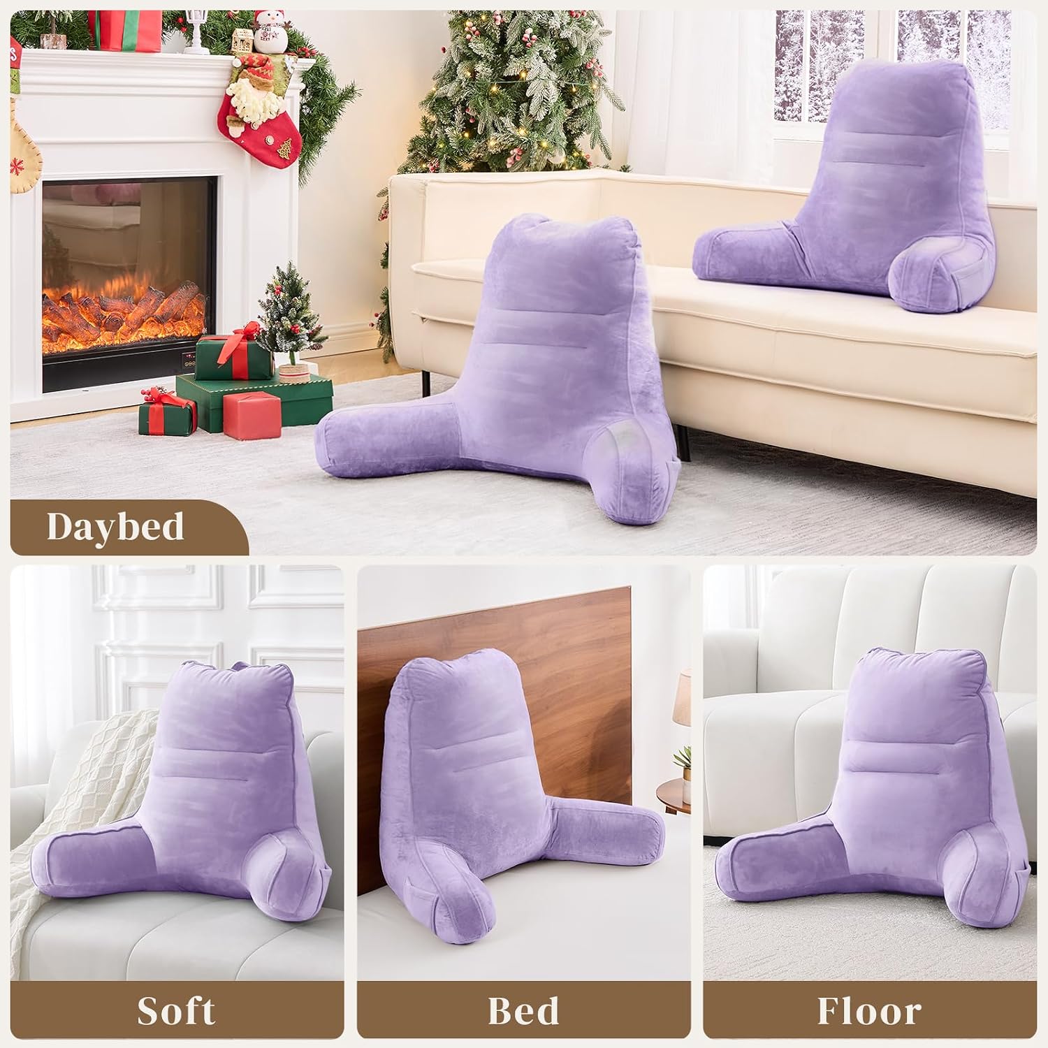 Sasttie Reading Pillow, Pillows for Reading or Relaxing – Ergonomic Support for Head, Neck, Back, and Lumbar, 21-Inch, Lavender