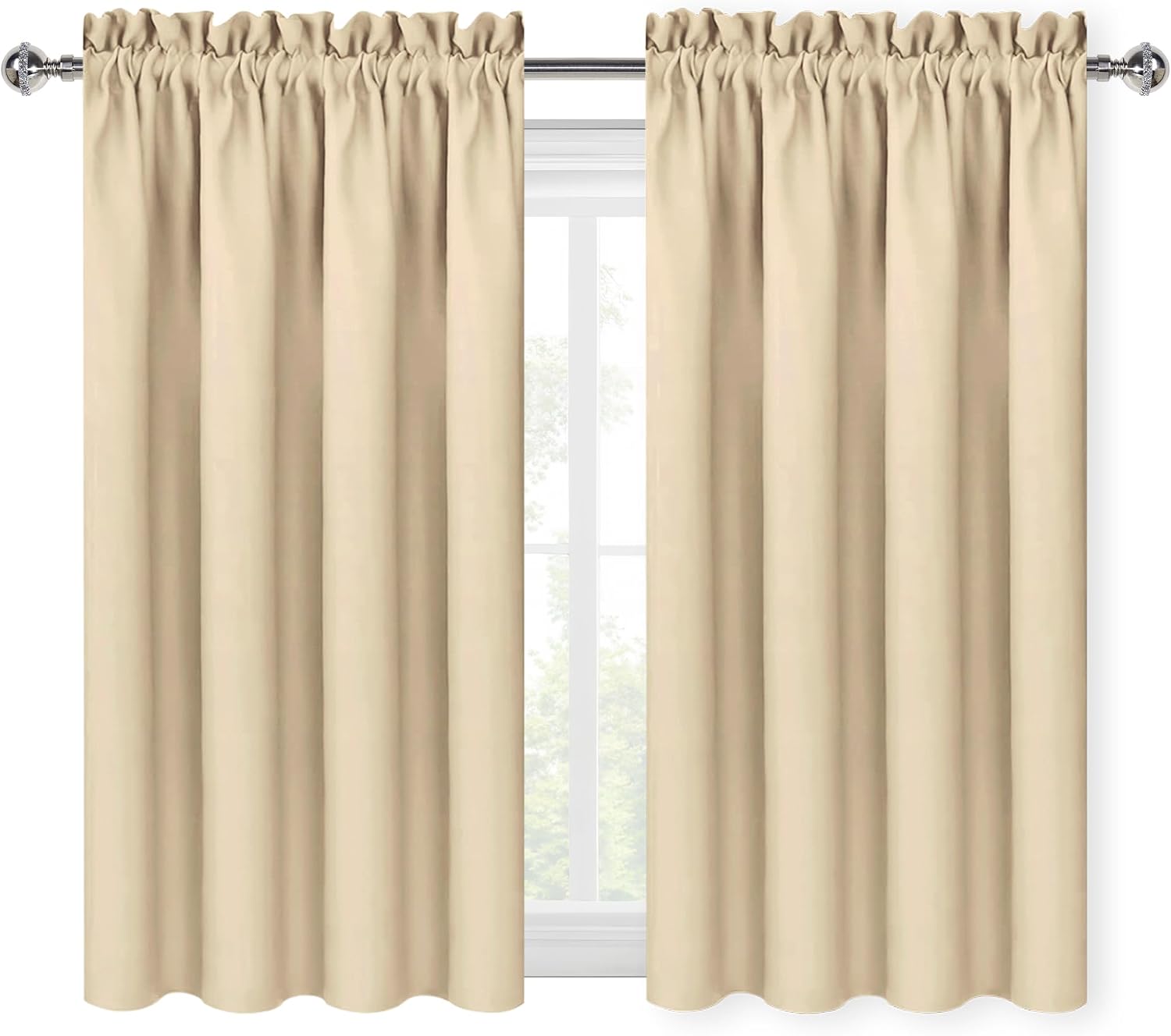Dwcn Beige Blackout Curtains for Bedroom – Rod Pocket Thermal Insulated Energy Saving Drapes for Living Room and Bedroom, W 38 x L 54 Inch,…