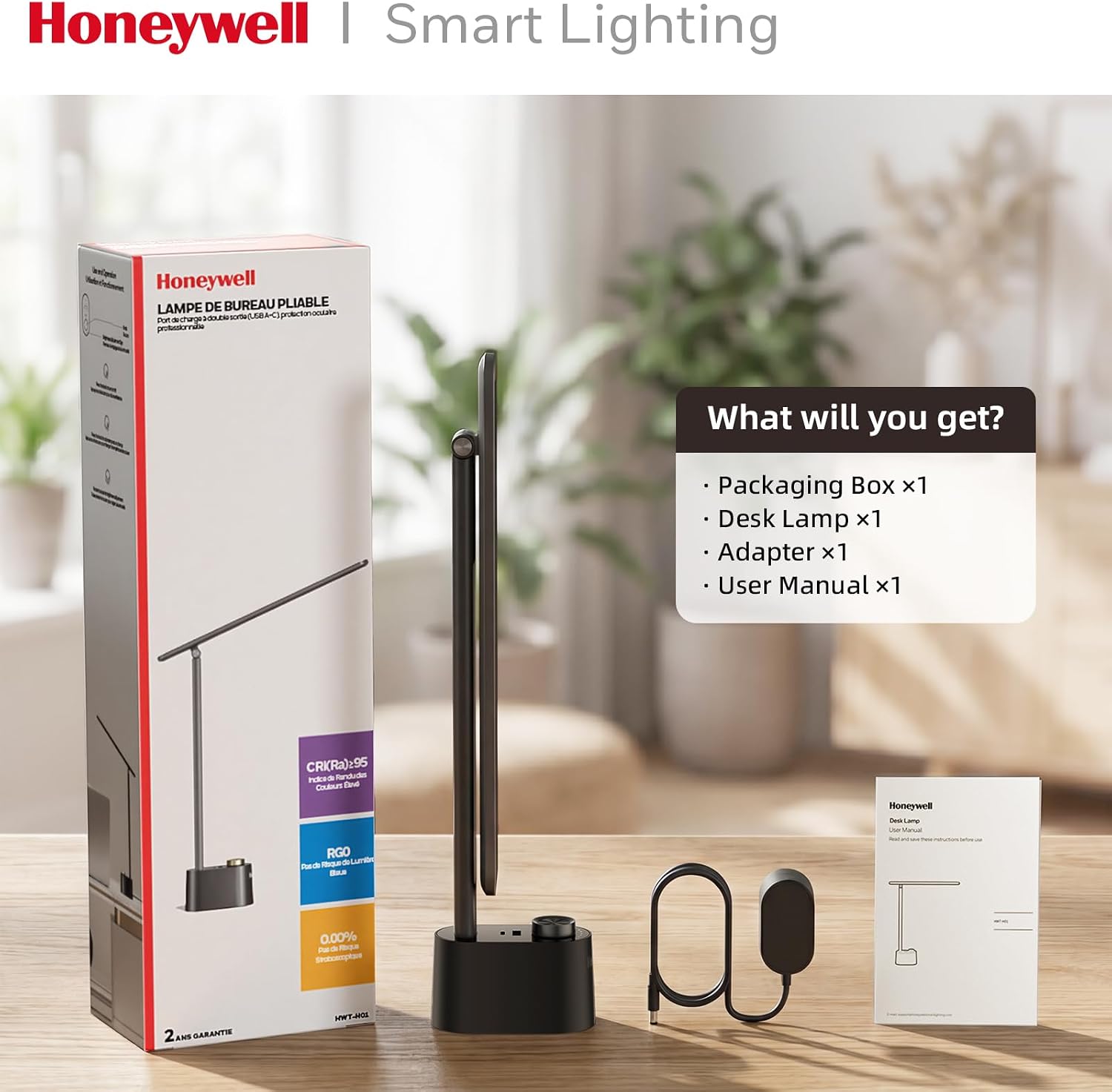 HoneywellAirComfort Honeywell LED Desk Lamp - Sunturalux Desk Lamps for Home Office with USB A+C Charging Ports, Stepless Dimmable Eye-Cari…