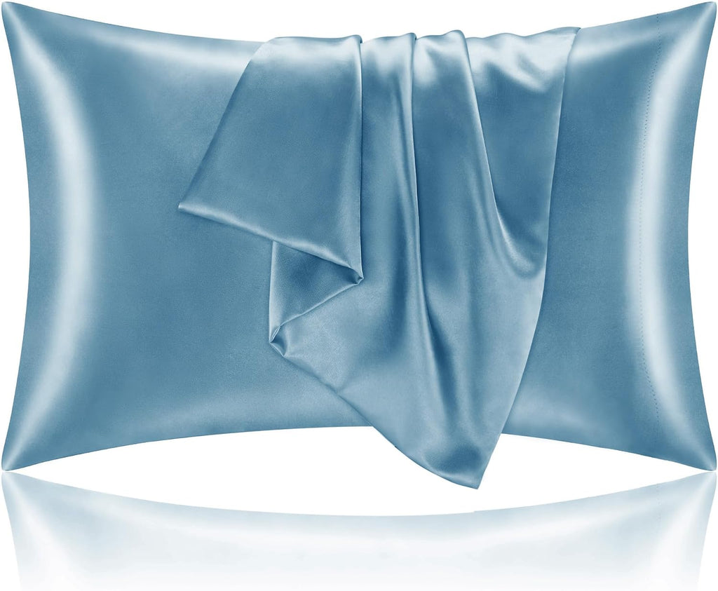 Bedelite Satin Pillowcase with Zipper, Airy Blue Pillow Cases Queen Size Set of 2, Super Soft and Cooling Similar to Silk Pillow Cases, Gif…