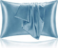 Bedelite Satin Pillowcase with Zipper, Airy Blue Pillow Cases Queen Size Set of 2, Super Soft and Cooling Similar to Silk Pillow Cases, Gif…