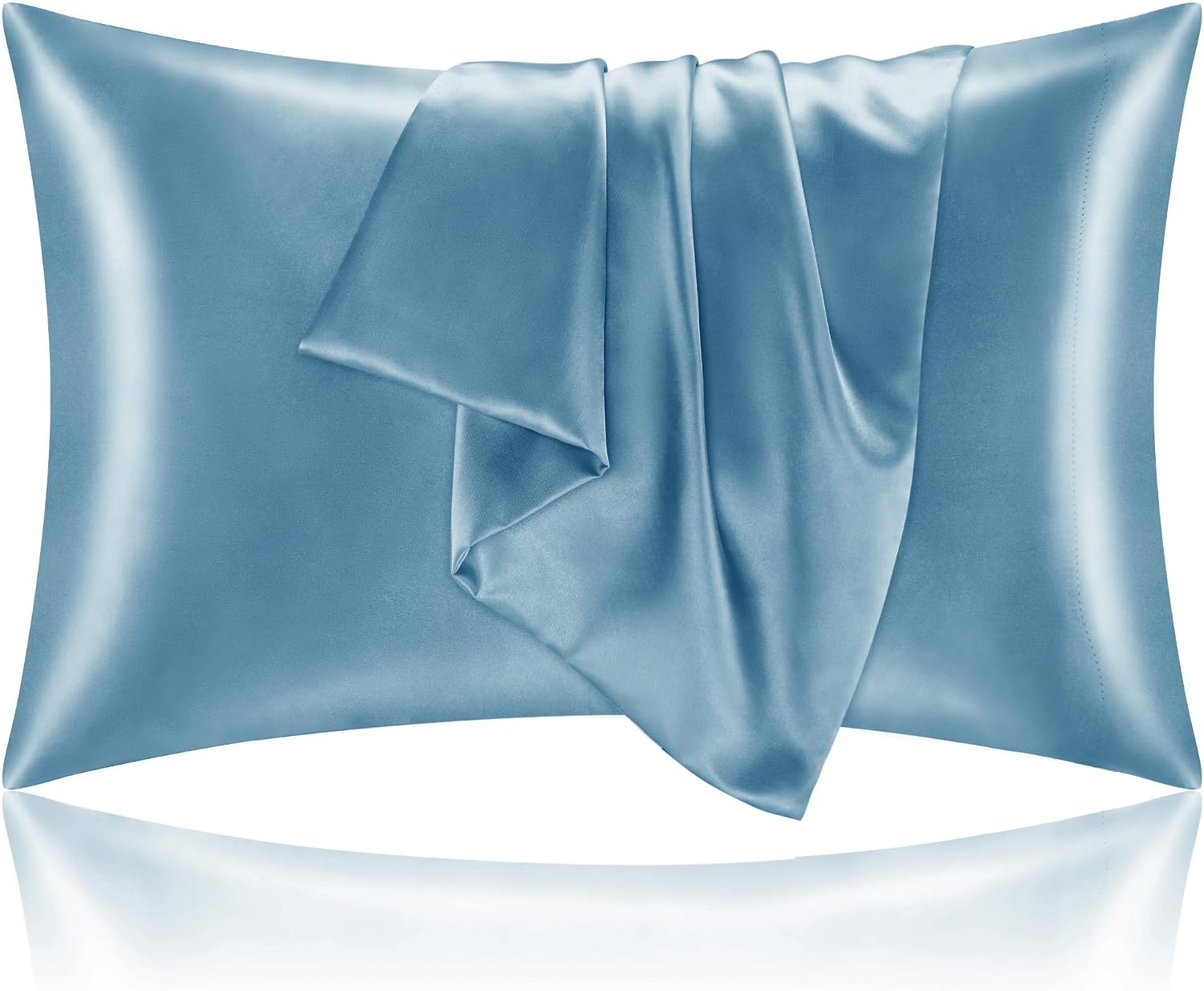Bedelite Satin Pillowcase with Zipper, Airy Blue Pillow Cases Queen Size Set of 2, Super Soft and Cooling Similar to Silk Pillow Cases, Gif…