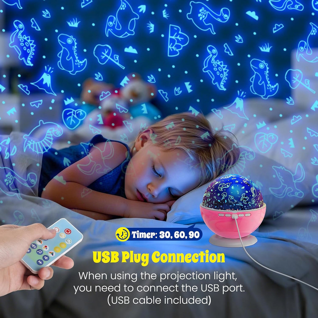 Night Light Projector, Night Light for Kids Room with Remote and Timer,360° Rotation,3 Projection Films,18 Light Modes,8 Lullaby…