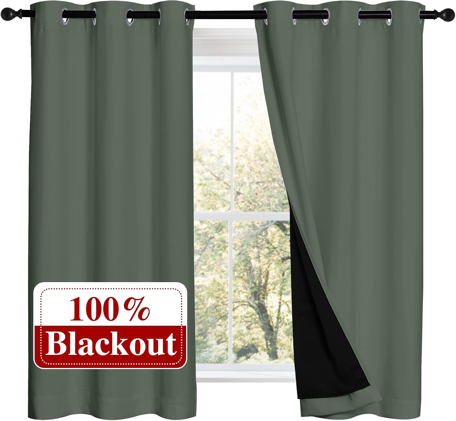 Nicetown 100% Blackout Curtains 54 inches Long, Double-Deck Completely Blackout Window Treatment Thermal Insulated Lined Drapes for Small W…