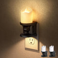 WelcometoBriigniteenjoyyourtimehere Flameless Candle Night Light, 3000K Warm White Candle Night Lights Plug into Wall, 2 Pack Nightlight wi…