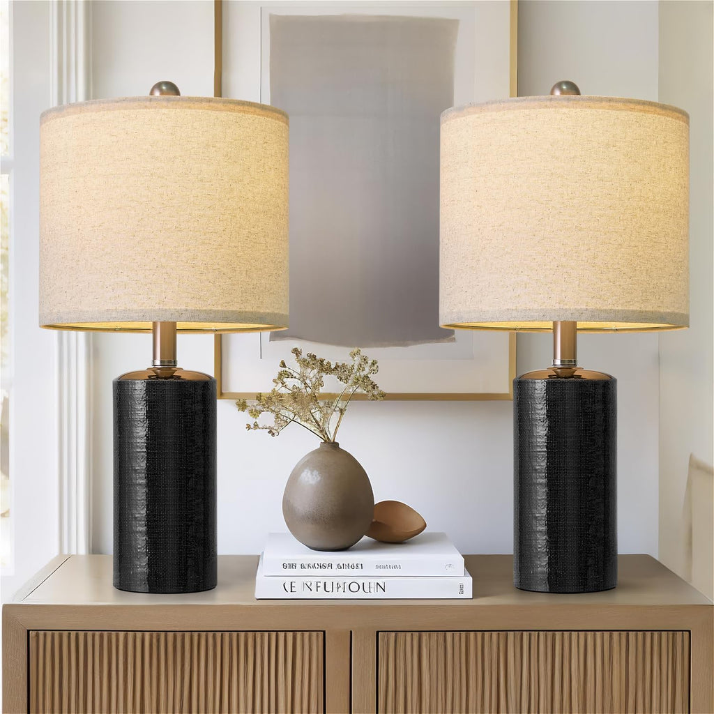 G-SAFAVA 20.5" Small Table Lamps for Living Room Lamp Set of 2 Ceramic Lamps for Bedroom Bedside Lamps Modern Boho Lamps for Night Stands…
