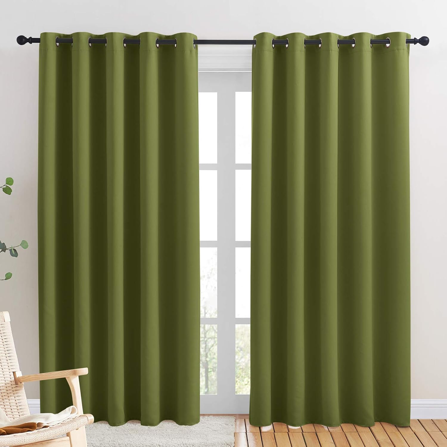 NICETOWN Window Curtain Panels, Thermal Insulated Solid Grommet Blackout Draperies/Drapes for Christmas Decoration (1 Pair, 70 by…