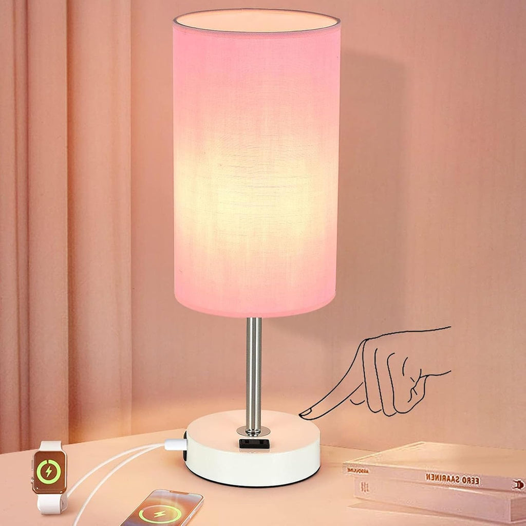 Table Lamp with USB Port - Desk Lamp Touch Lamp Bedside Lamps for Bedroom, 3 Way Dimmable Small Lamps for Living Room, Nightstand…