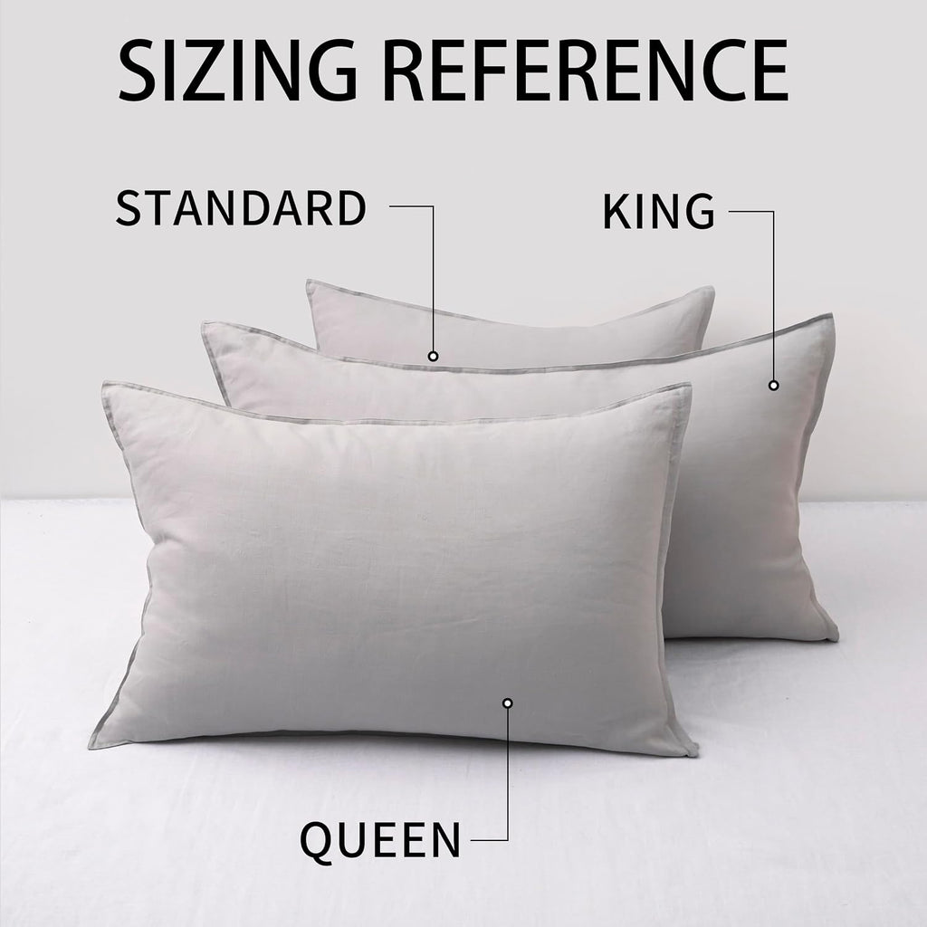 Chuffed Linen Pillowcases 2 Pack 100% Linen Standard Pillow Cases, Breathable and Cooling Washed Pillowshams with Zipper Closure, 20x26 Inc…