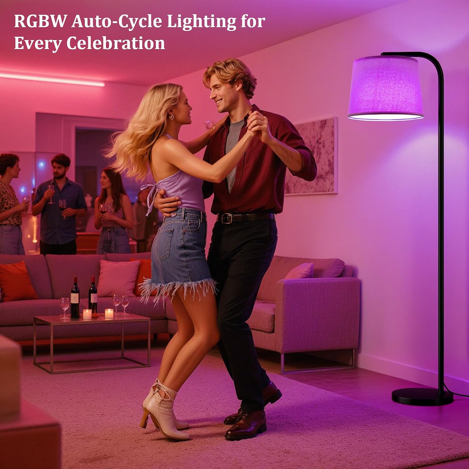 Ambimall RGB Floor Lamp - Remote Control, 8 Colors and 3000K-6500K Color Temperature, Fully Dimmable, Standing Lamp for Living Room with…