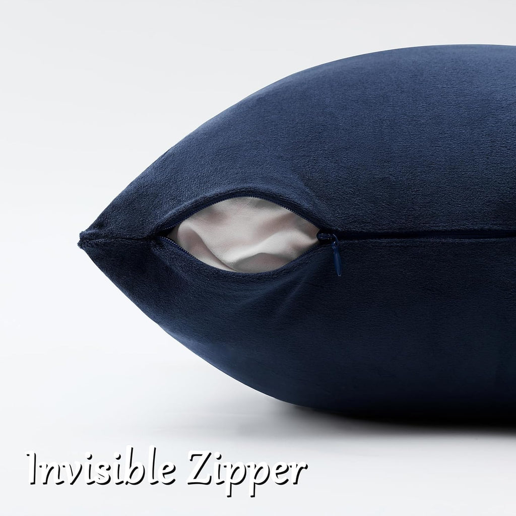 GIGIZAZAFocusingonhomedecoration GIGIZAZA Navy Blue Velvet Pillow Covers 22x22, Square Solid Throw Pillow Covers Decorative Modern Pillows B…