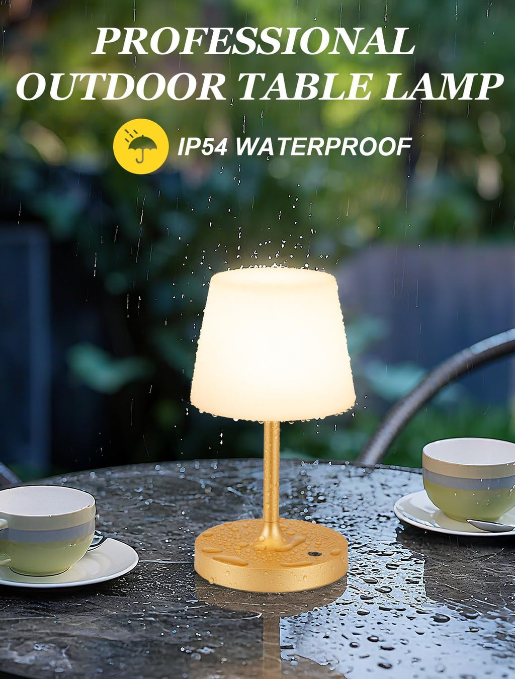 Kakanuo Gold Cordless Shower Lamp Waterproof, Rechargeable Cordless Lamp with 4000mAh Battery, Touch Dimmable Table Lamp for Outdoor…