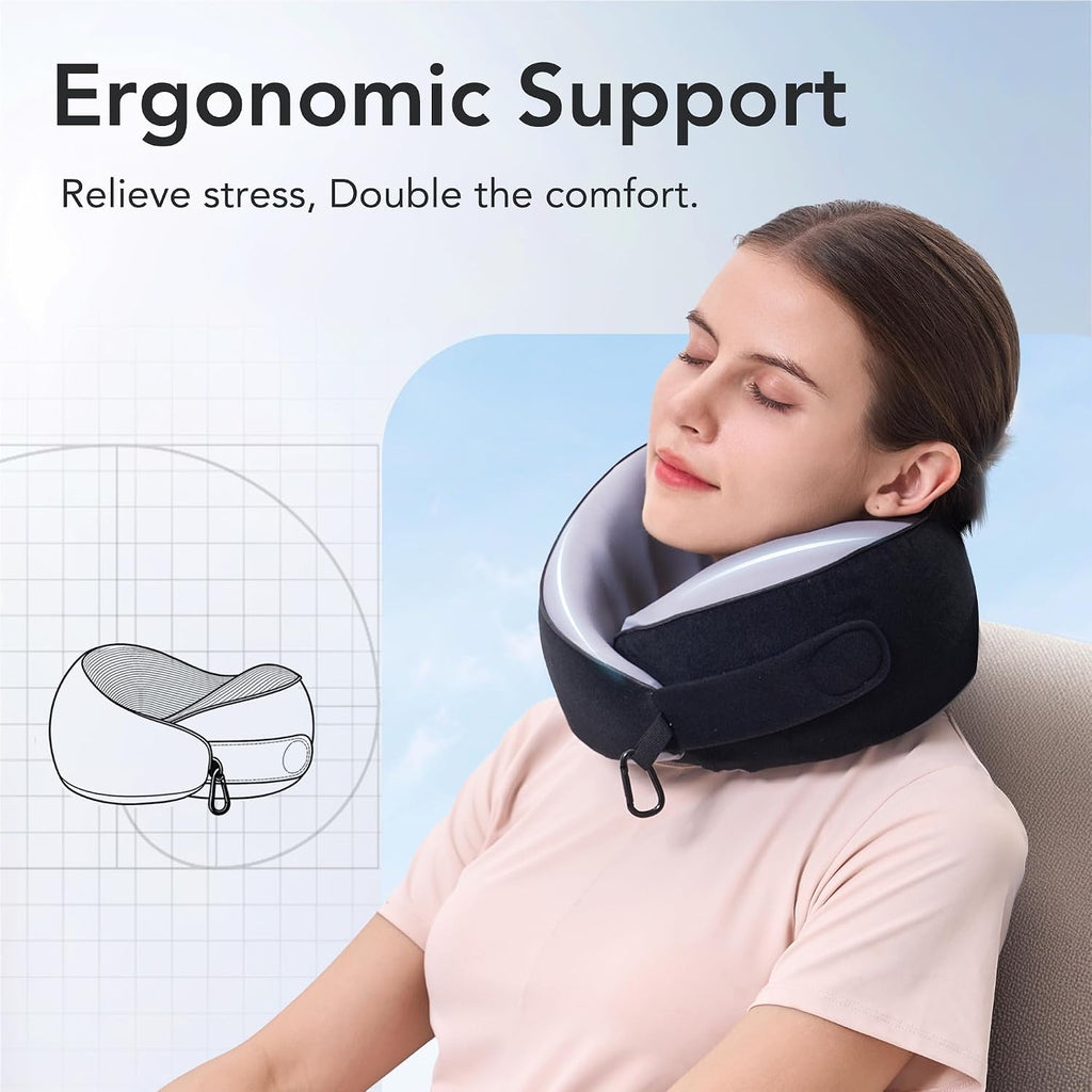 KPNEOL Travel Pillow, 100% Pure Memory Foam Travel Neck Pillow Airplane Neck Support Ergonomic Design for Traveling Suitable for…