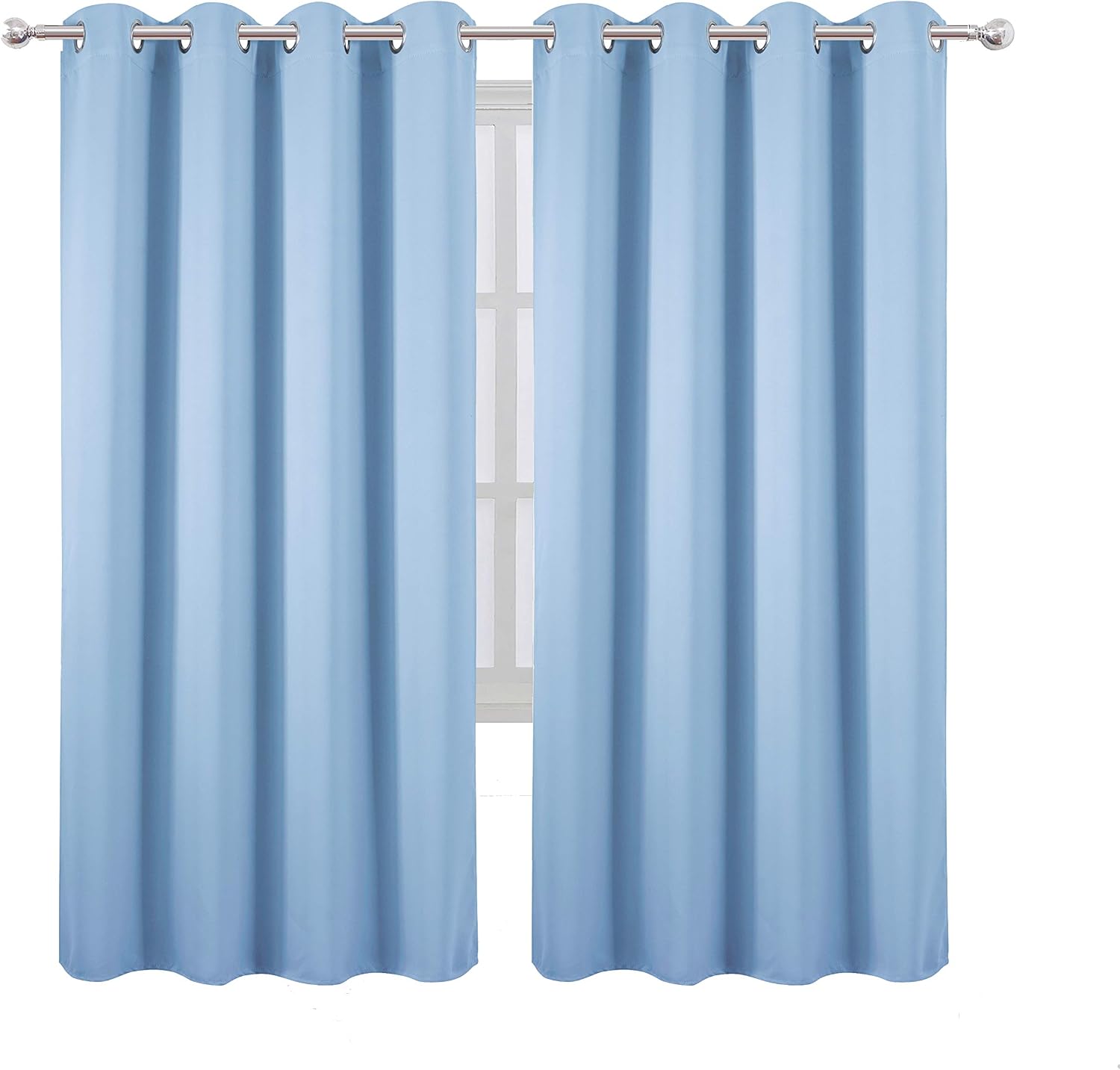 Lemomo Sky Blue Thermal Blackout Curtains/52 x 72 Inch/Set of 2 Panels Room Darkening Curtains 72 Inch Blue