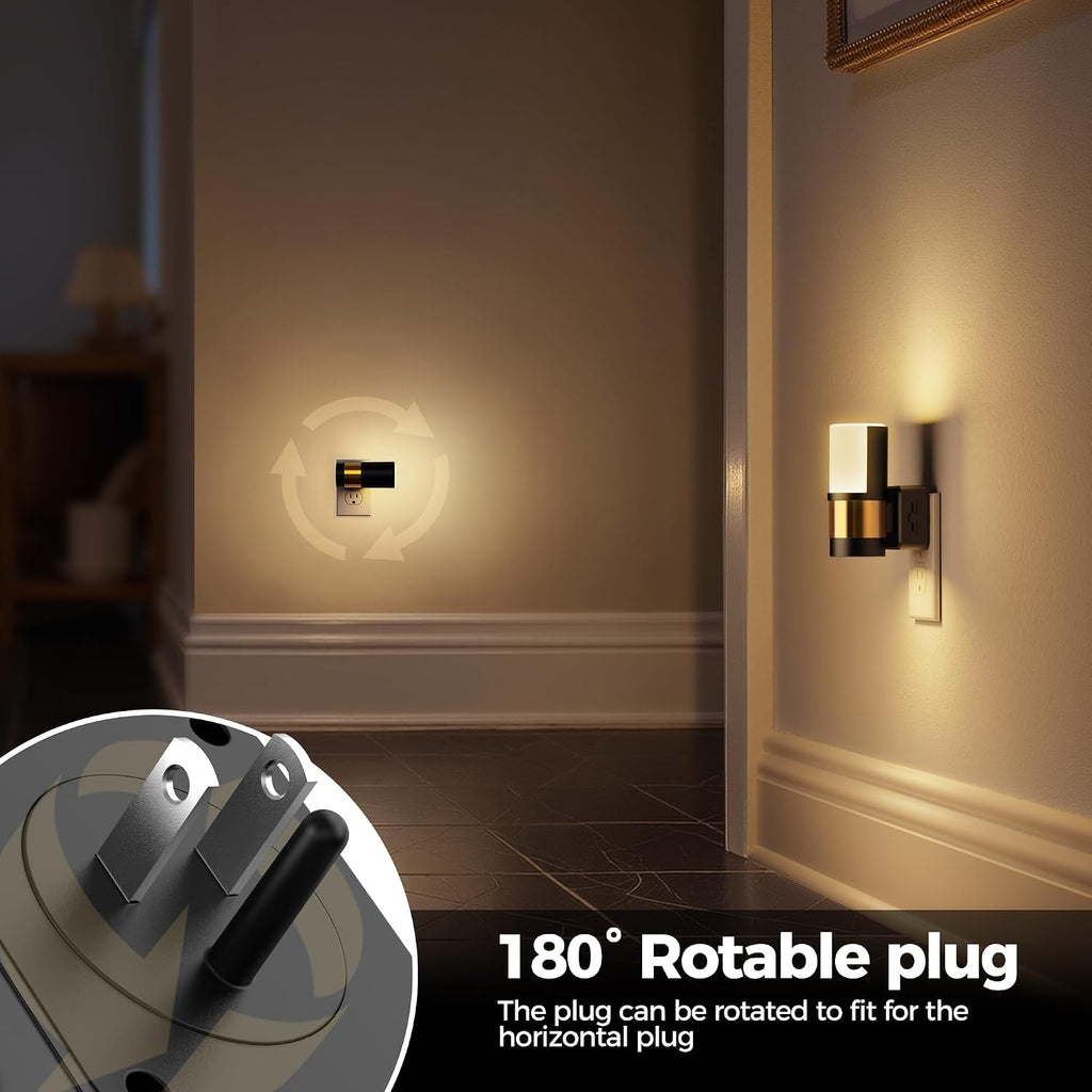 Briignite Night Lights Plug into Wall, 2 Pack Dimmable LED Night Light, Dusk to Dawn Sensor, 360° Rotation, 3000K Soft White 0-100LM…