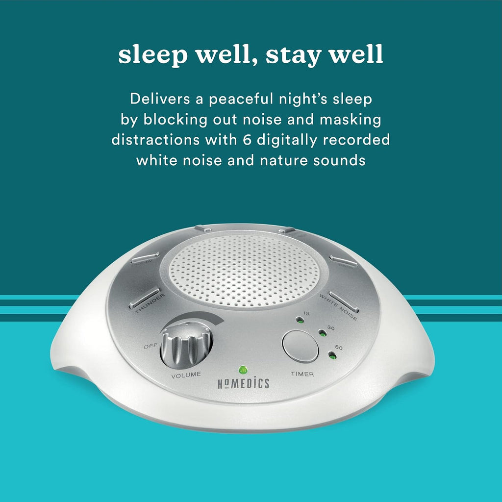 Homedics White Noise Sound Machine | Portable Sleep relaxation for Home, Office, Baby & Travel | 6 Relaxing & Soothing Nature Sounds…