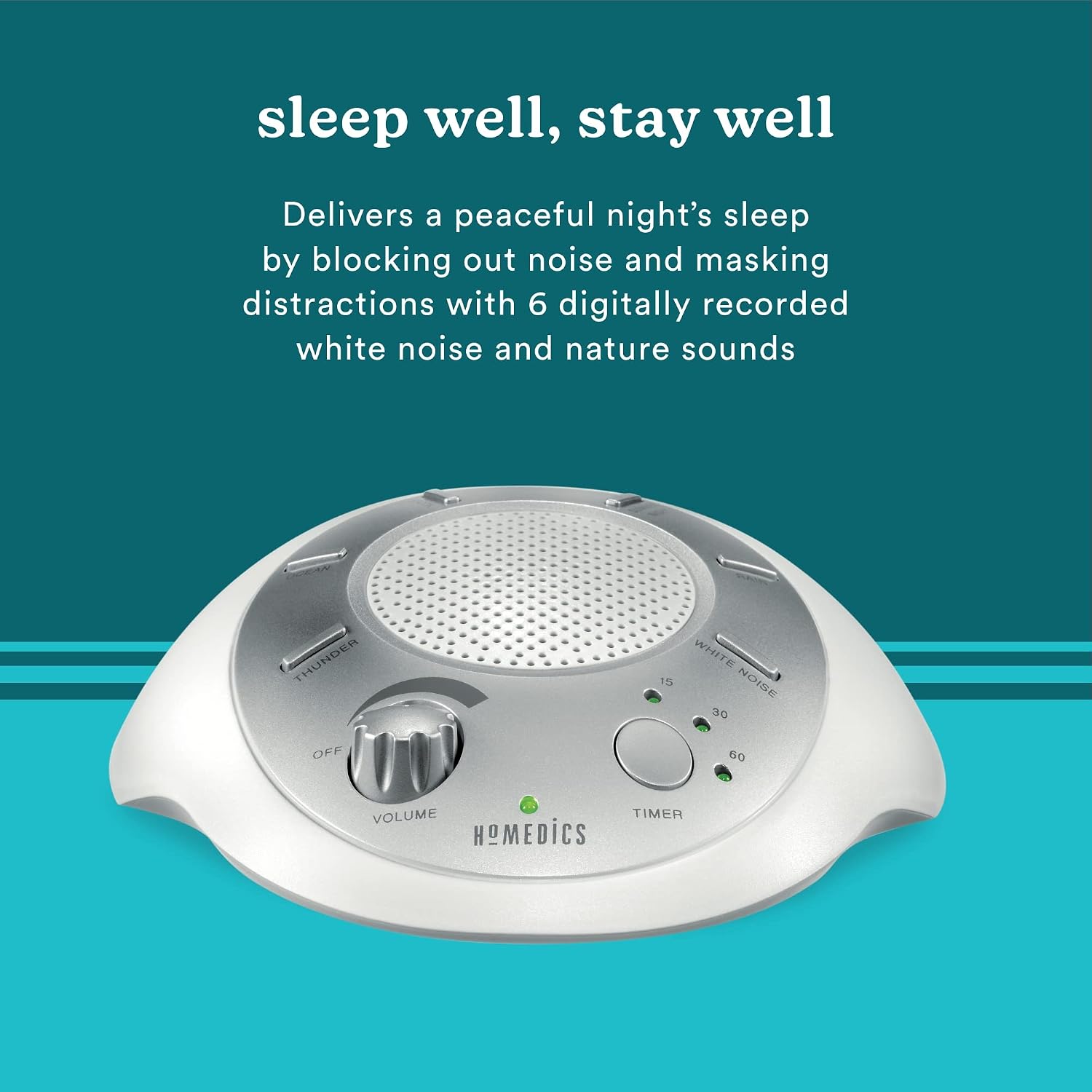 Homedics White Noise Sound Machine | Portable Sleep relaxation for Home, Office, Baby & Travel | 6 Relaxing & Soothing Nature Sounds…