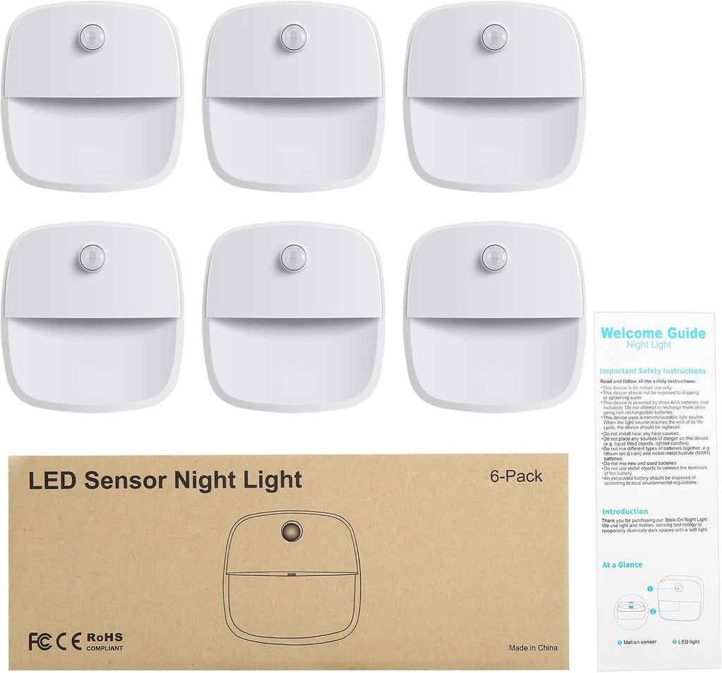 AMIR Motion Sensor Light Indoor, Upgraded Battery-Powered LED Night Light with PIR Technology for Bathroom, Kitchen, Stairs, Under…
