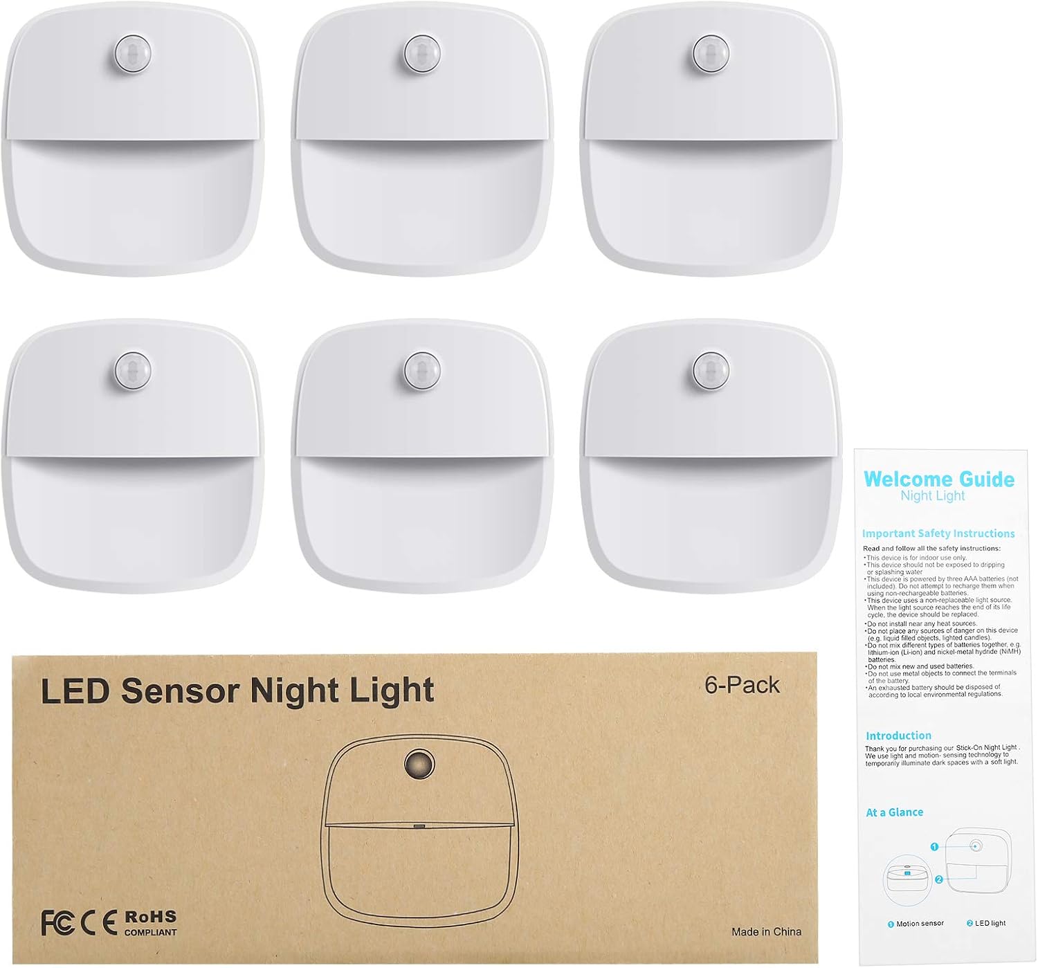 AMIR Motion Sensor Light Indoor, Upgraded Battery-Powered LED Night Light with PIR Technology for Bathroom, Kitchen, Stairs, Under…