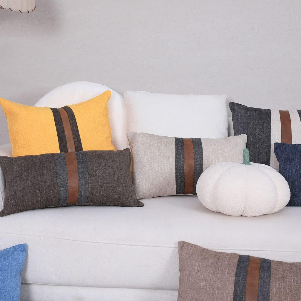 Farmhouse Decorative Outdoor Throw Pillow Covers for Couch Sofa Bed Brown Faux Leather Accent Pillow Cover Modern Decor Pillow Case 22 x…