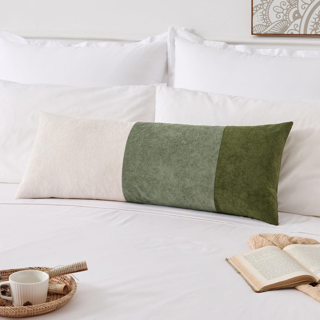 KevinTextile Kevin Textile Spring 14x36 Inch Long Lumbar Cover 1 Pack Three-Colour Patchwork Soft Textured Waterproof Rectangle Cushion Ele…