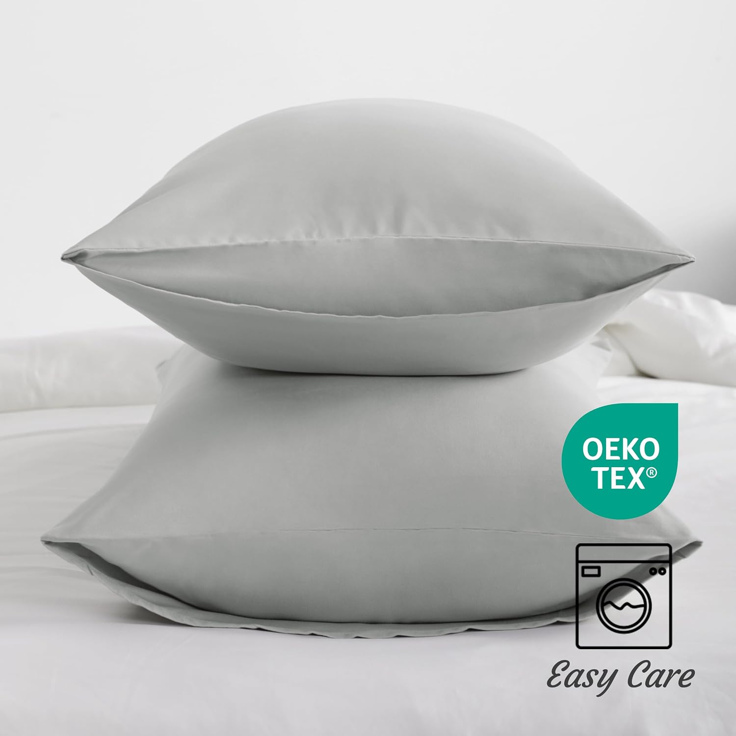 Ntbay King Pillow Cases Set of 2, 2 Pack Brushed Microfiber 20x36 Pillow Cases, Soft, Wrinkle, Fade, Stain Resistant Light Grey Pillow Case…