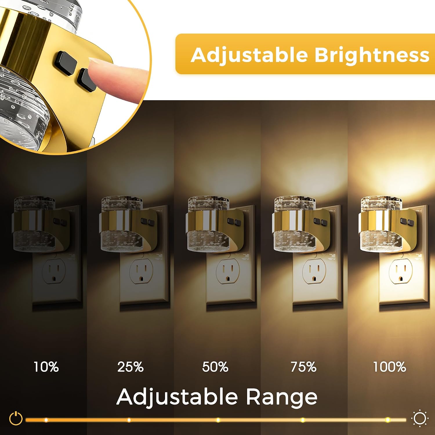 Llohasled L LOHAS LED Night Light, 2 Pack 3000K Bubble Night Lights Plug into Wall, Acrylic Night Lights with Light Sensor, Adjustable Brig…