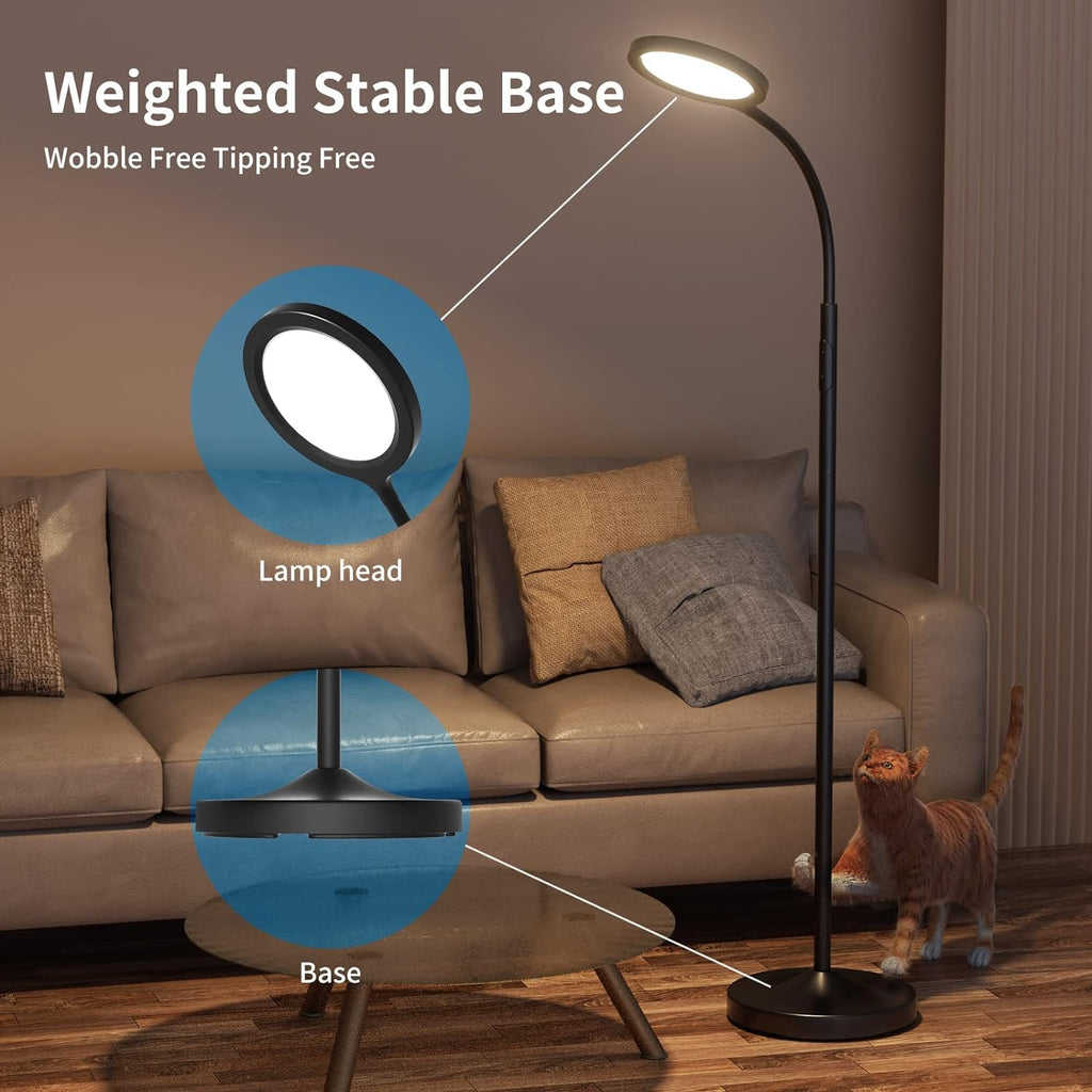 luckystyle Floor Lamp, Super Bright Dimmable LED Lamps for Living Room, Custom Color Temperature Standing Lamp with Remote Push Button…