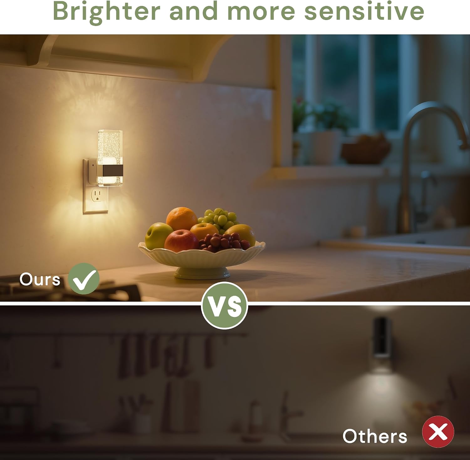 L LOHAS LED Night Light, Dimmable Night Lights Plug into Wall, 2 Pack Acrylic Silver Nightlight with Light Sensor, 0-100LM Automatic Plug…
