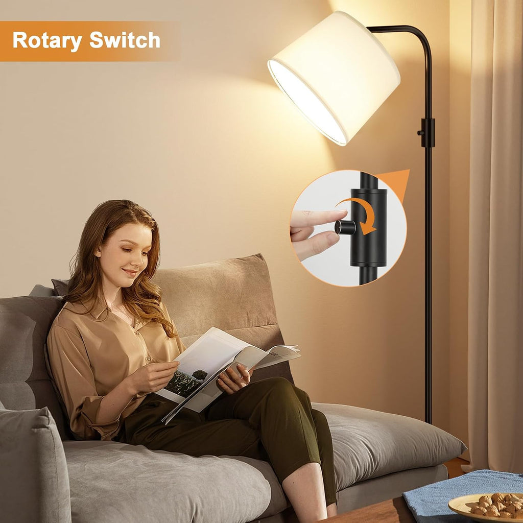 Ambimall Fully Dimmable Floor Lamp with 9W LED Bulb, Standing Lamp for Living Room with Adjustable Head, Modern Tall Light with Rotary…