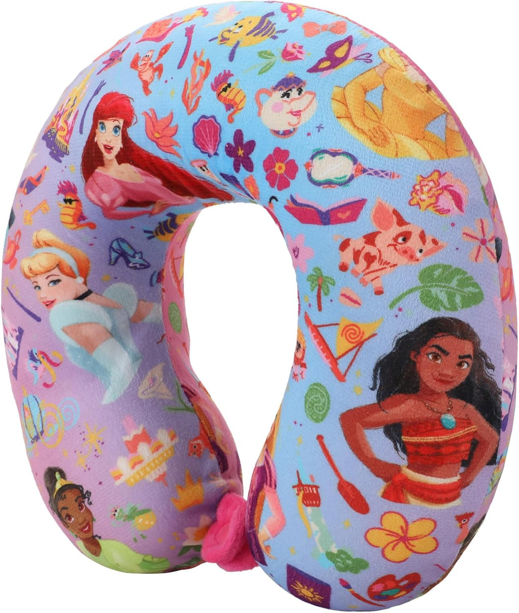 Bioworld Disney Princess 3-Piece Neck Pillow Travel Set with Eye Mask & Luggage Tag plastic Pink