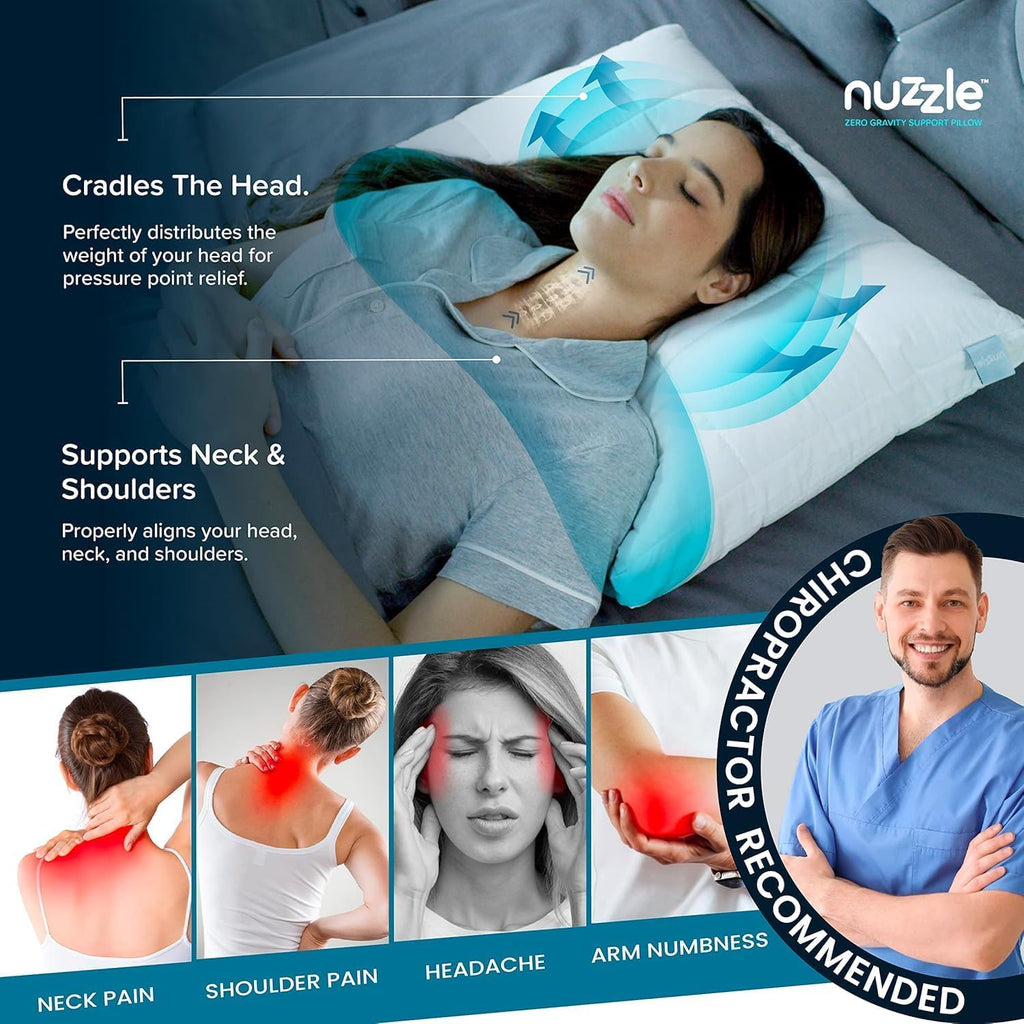 Nuzzlepillow Nuzzle Pillows Standard Size Set of 4, Adjustable Firm Pillows Luxury Hotel Collection Bed Pillows – Adjust Height Soft Cooling…