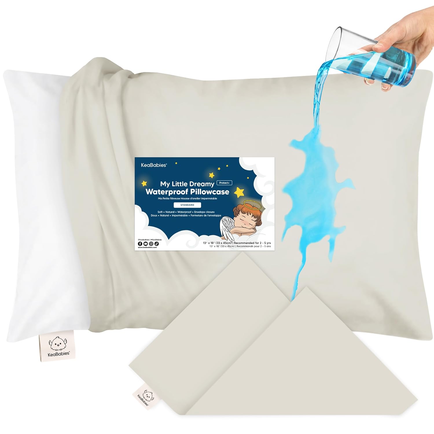 KeaBabies 13 x18 Toddler Pillowcase, Waterproof - Soft Waterproof Toddler Pillow Protector Cover for Kids, Boys, Girls, Durable Machine…