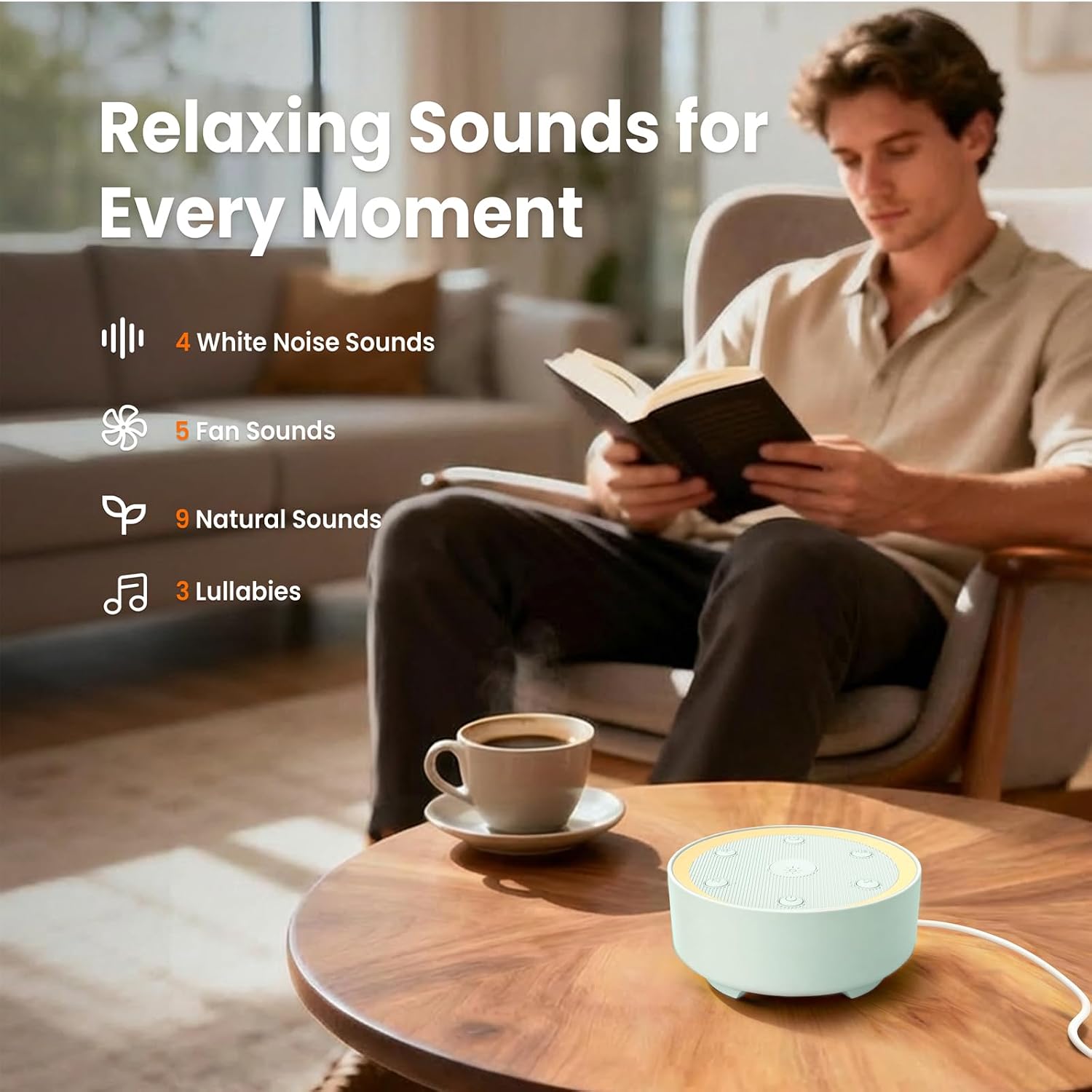 Kipcush Sleep Sound Machine - 21 High-Fidelity Non-Looping Sounds, Portable White Noise Machine for Baby, Kids & Adults, Dimmable Night…