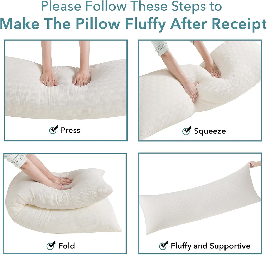 Oubonun Full Body Pillow for Adults, Soft and Fluffy Large Body Pillow for Sleeping, Premium Long Bed Pillow for Side Sleepers(20x54, Cream)