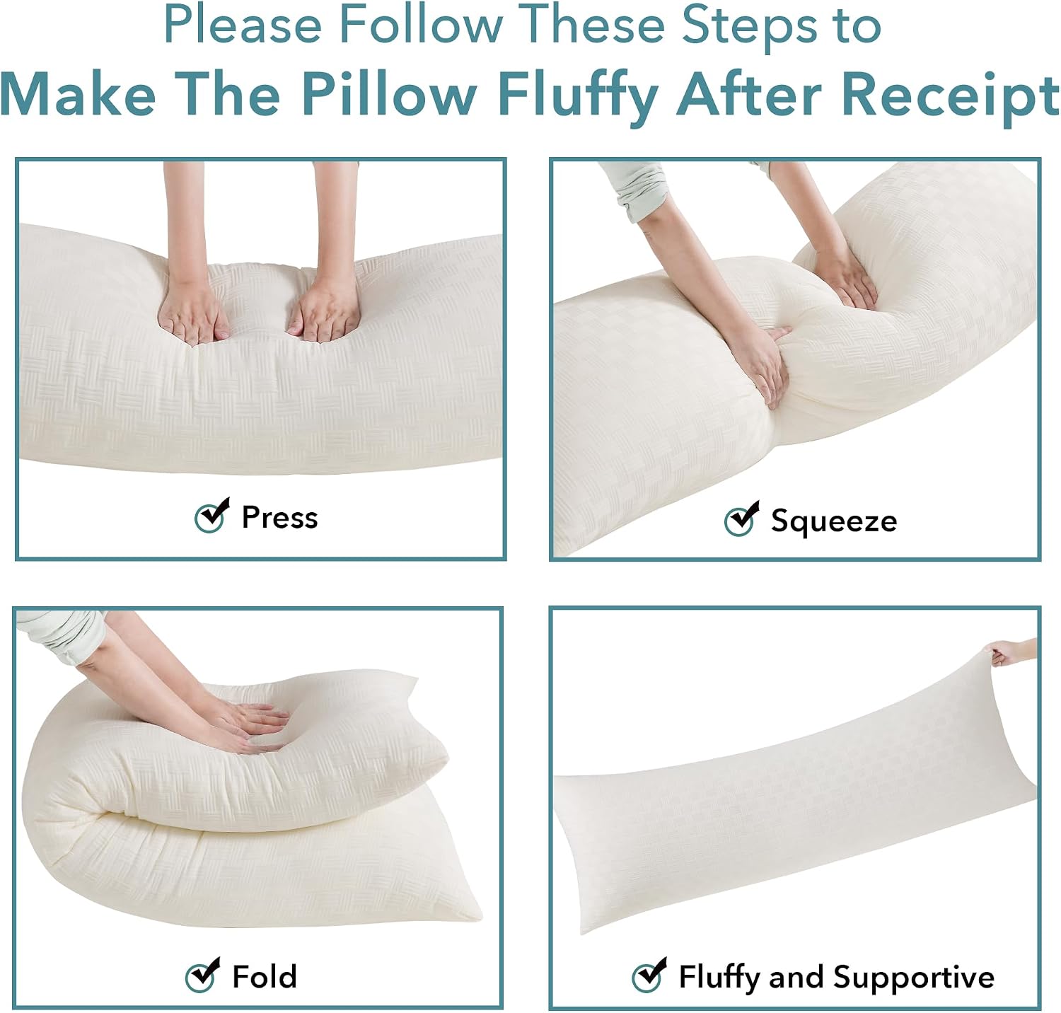 Oubonun Full Body Pillow for Adults, Soft and Fluffy Large Body Pillow for Sleeping, Premium Long Bed Pillow for Side Sleepers(20x54, Cream)
