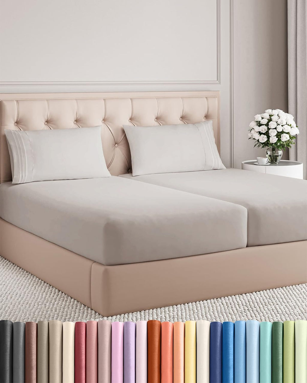 Split King Size 5 Piece Sheet Set - Comfy Breathable & Cooling Sheets - Hotel Luxury Bed Sheets for Women & Men - Deep Pockets, Easy-Fit…