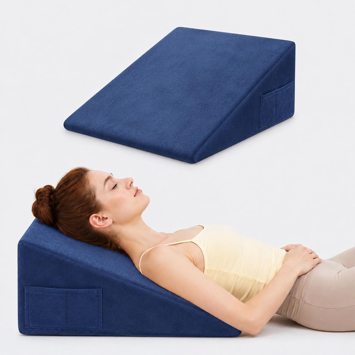 Oaisz Wedge Pillow, 12 Inch Bed Wedge Pillow for Headboard, Pillow Wedge for Acid Reflux Relief, After Surgery, Sleeping, Back, Memory Foa…