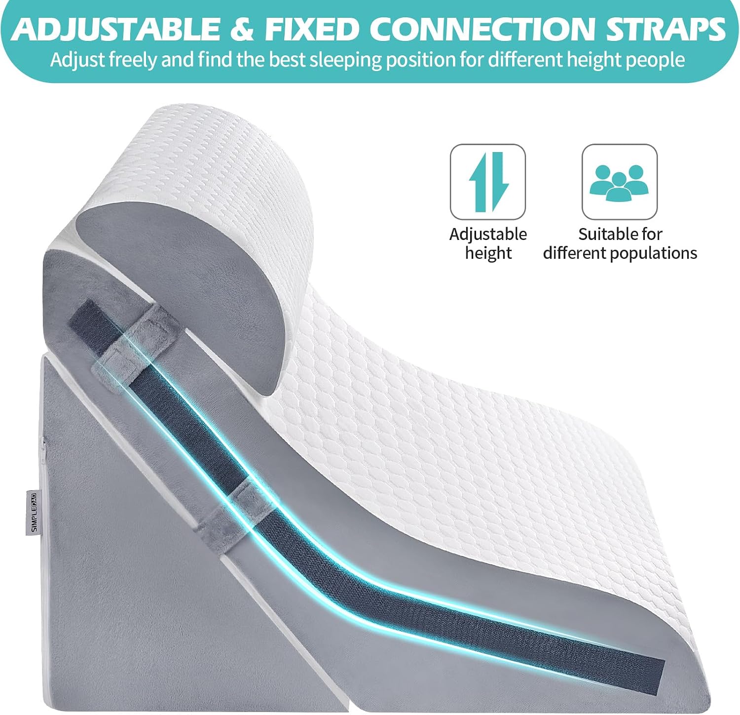 Simpledad Wedge Pillow for Sleeping, Orthopedic Bed Wedge Pillow Set, 15-in-1 Adjustable Memory Foam Wedge Pillow Post Surgery, 9 &16 & 20…