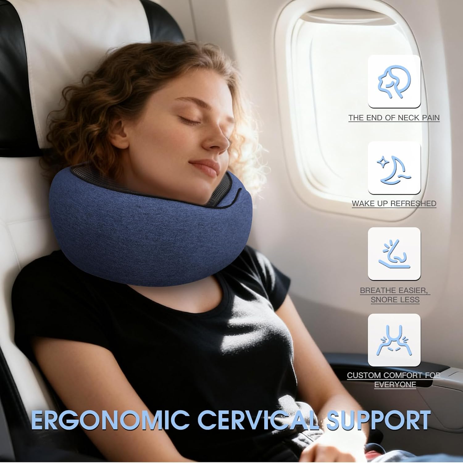 Neck Travel Pillows for Airplanes Memory Foam Neck Comfort Pillow Compact Ergonomic Design Sleeping Essentials for Long Flights Car Rides…