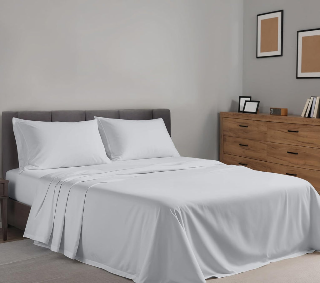 Ruvanti 100% Cotton Percale Sheets Twin Size – Crisp Cooling Bed Sheets for Hot Sleepers, Deep Pocket 16”, Soft Breathable & Durable Hotel-…