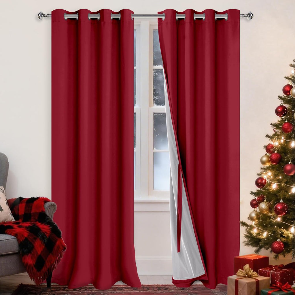 Xwzo 100% Blackout Curtains - Extra Long Thermal Insulated Black Liner Curtains, Noise Reducing and Heat Blocking Drapes for Bedroom with T…