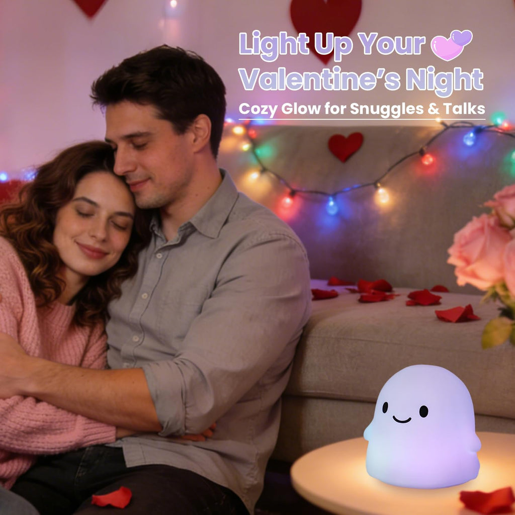Ghost Night Light Color Changing, Cute Cloud Decor with Colors & 50Hrs, Tap Control Light Up Ghost for Kids, Rechargeable Halloween…